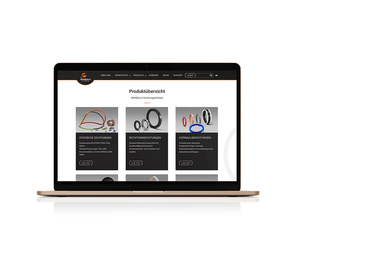 Innseals Website Desktopansicht