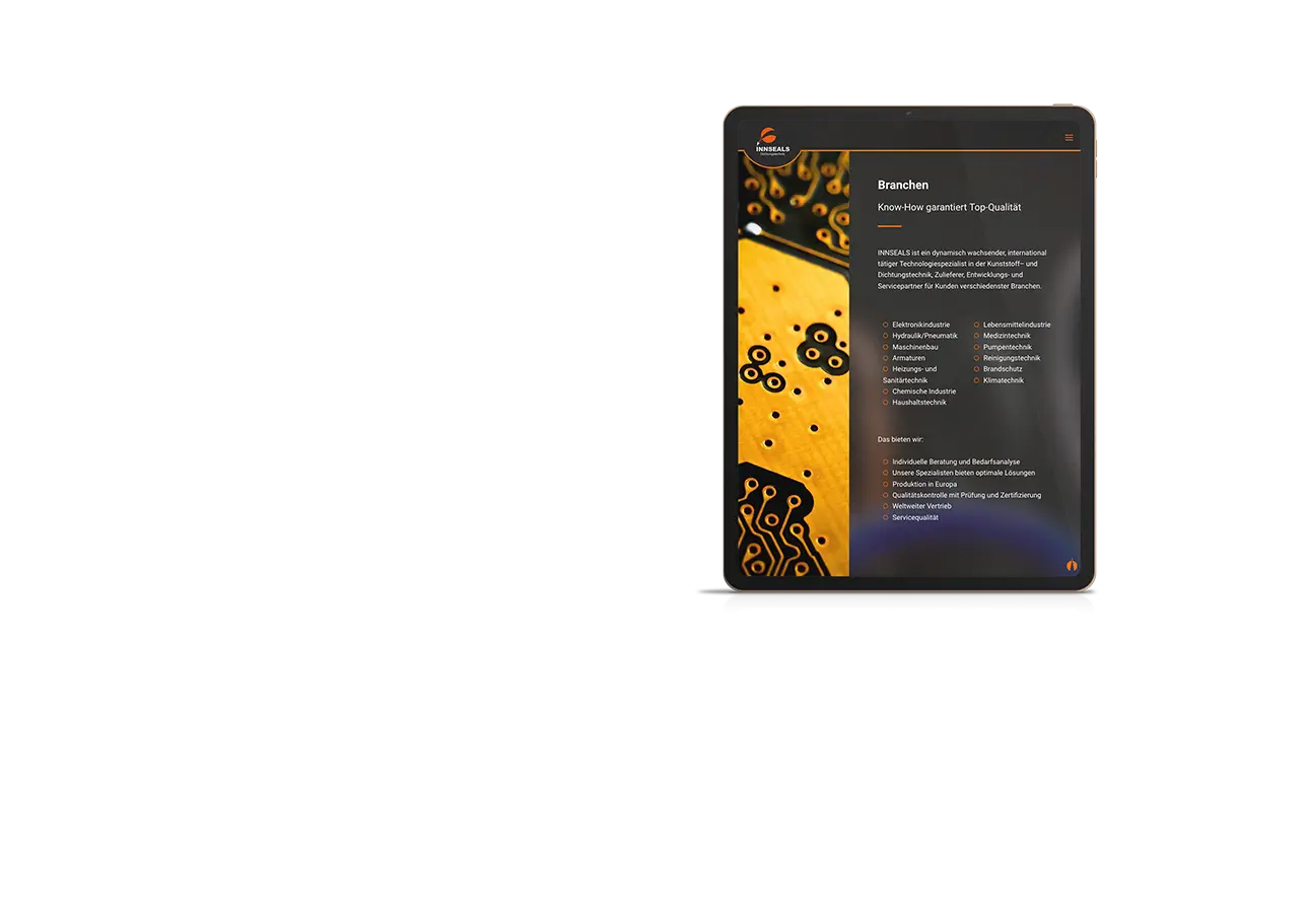 Innseals Website Tabletansicht