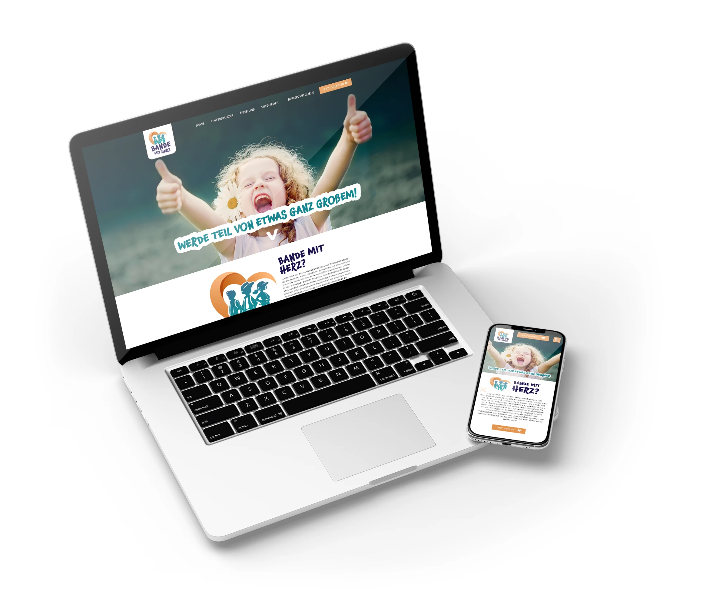 Mockup Bande mit Herz - Laptop und Handy